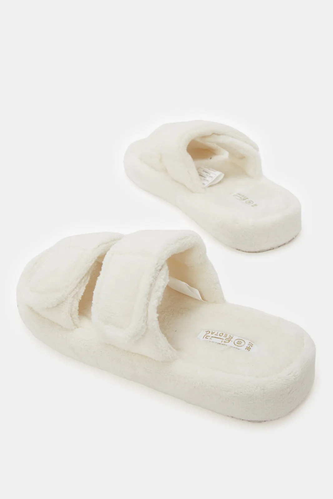 Women White Double Strap Slipper