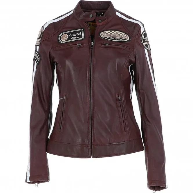 Women's Fashion Leather Biker Style Jacket Bordeaux: 1133