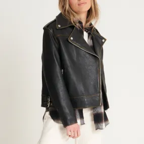 Women's Oversized Washed Biker Jacket - Margot - Barneys Originals