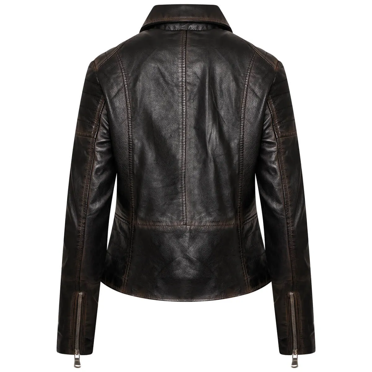 Women's Washed Clara Leather Biker Jacket - Barneys Originals