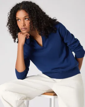 Women's Cashmere Polo Shirt French Blue