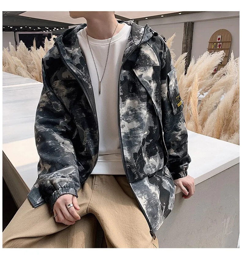 Xituodai Hip Hop Men Loose Jackets Camouflage Military Coats Cotton Harajuku Slim Fit Hooded Outwear