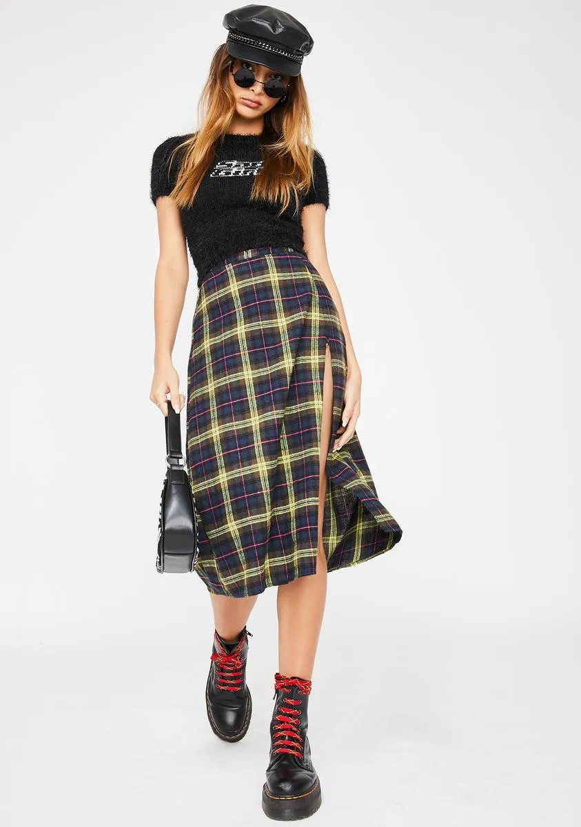 Yellow Check Saika Skirt-