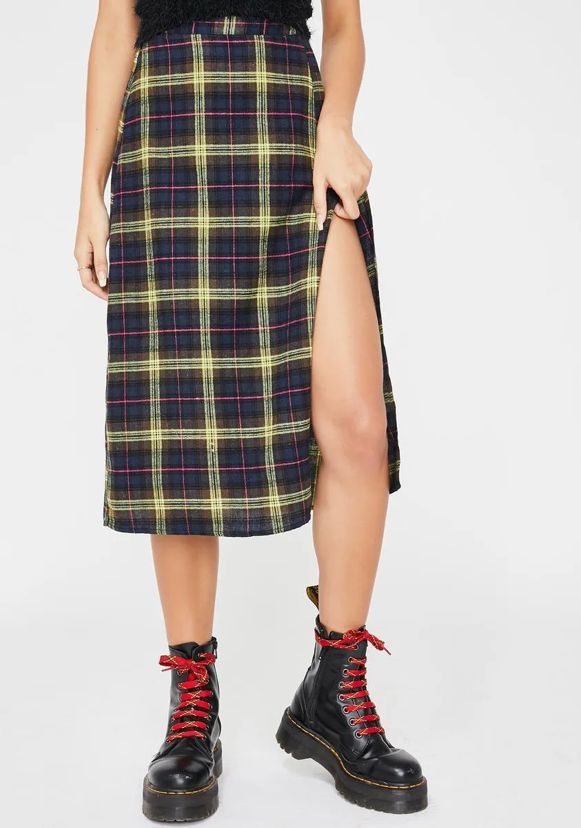 Yellow Check Saika Skirt-