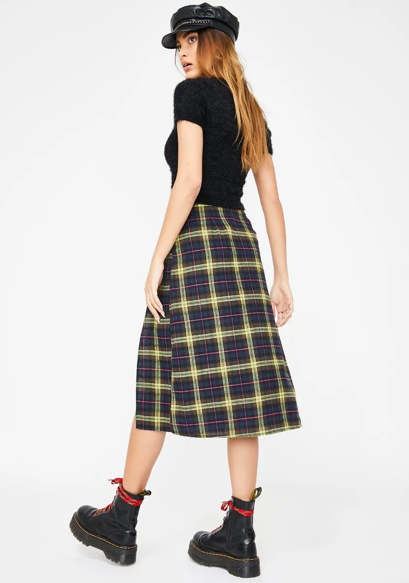 Yellow Check Saika Skirt-