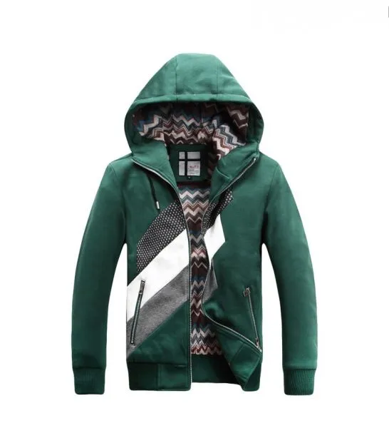 Zip up Hoodie for men with sport style diagonal stripes